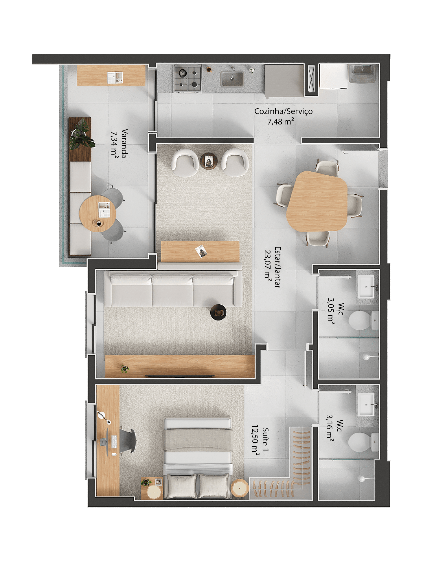 68m² - Sala Ampliada
