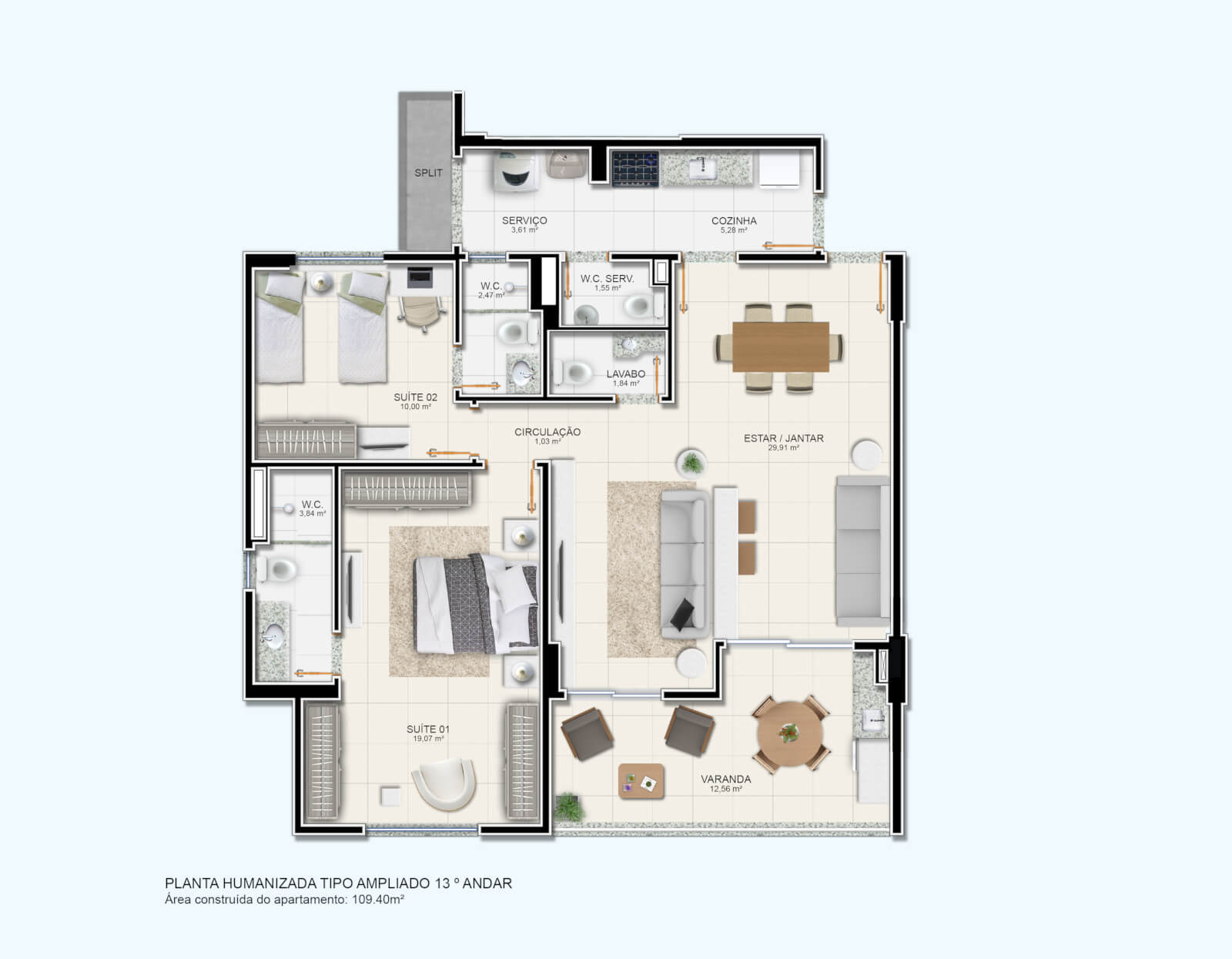 Planta 109m²