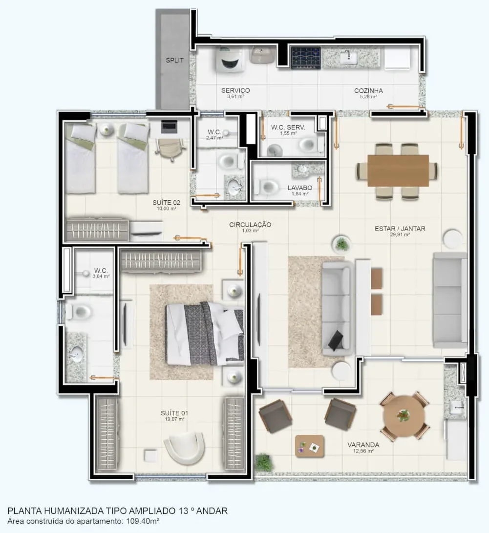Planta 109m²