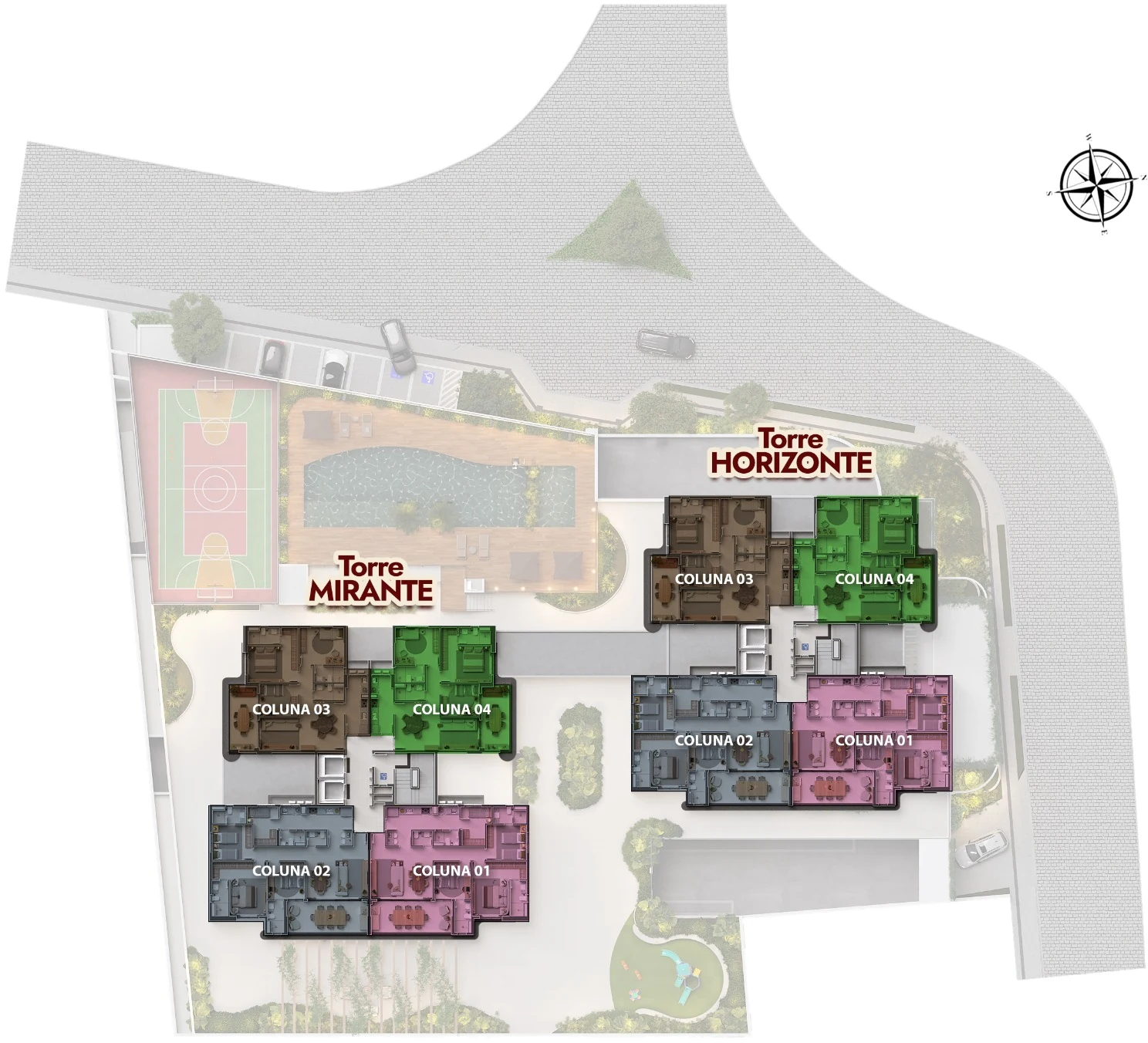 Mapa de colunas do Riviera Residence