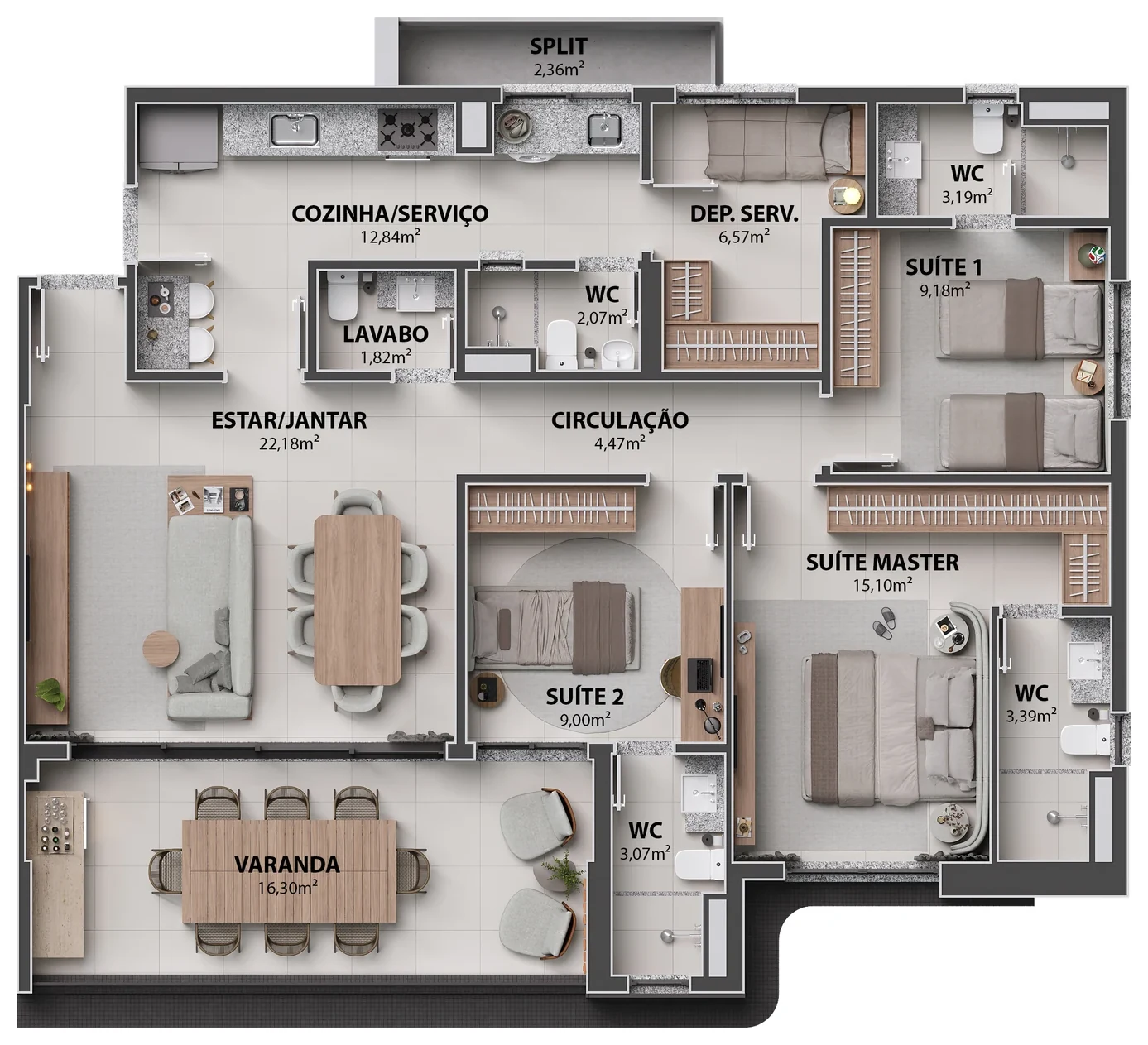 132m² – 3 Suítes